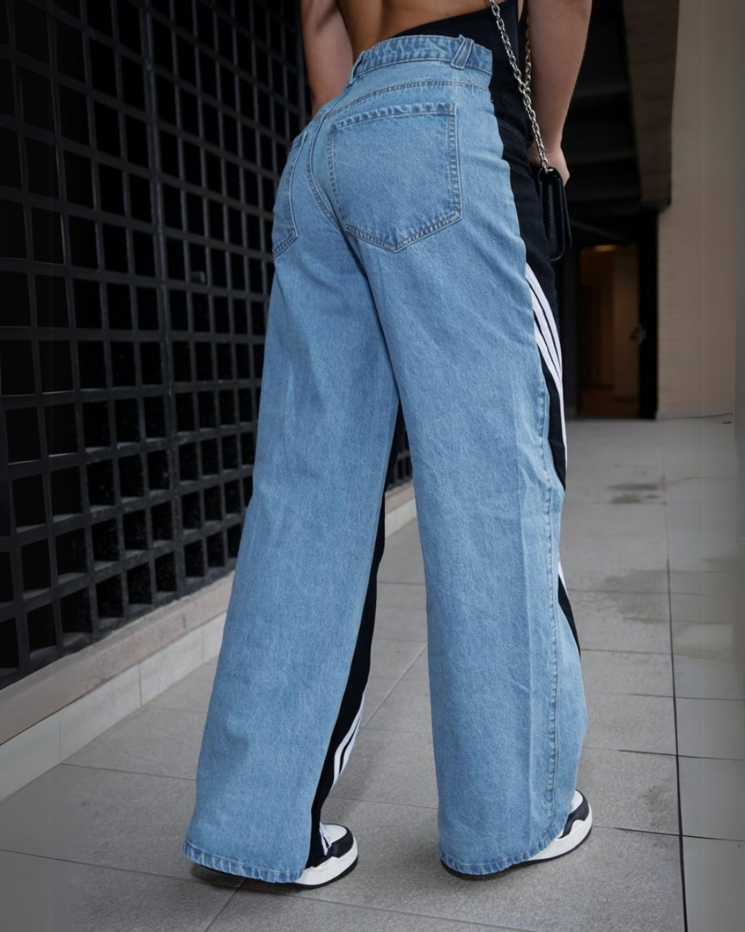 Jean Bicolor Tendencia rayas diagonal