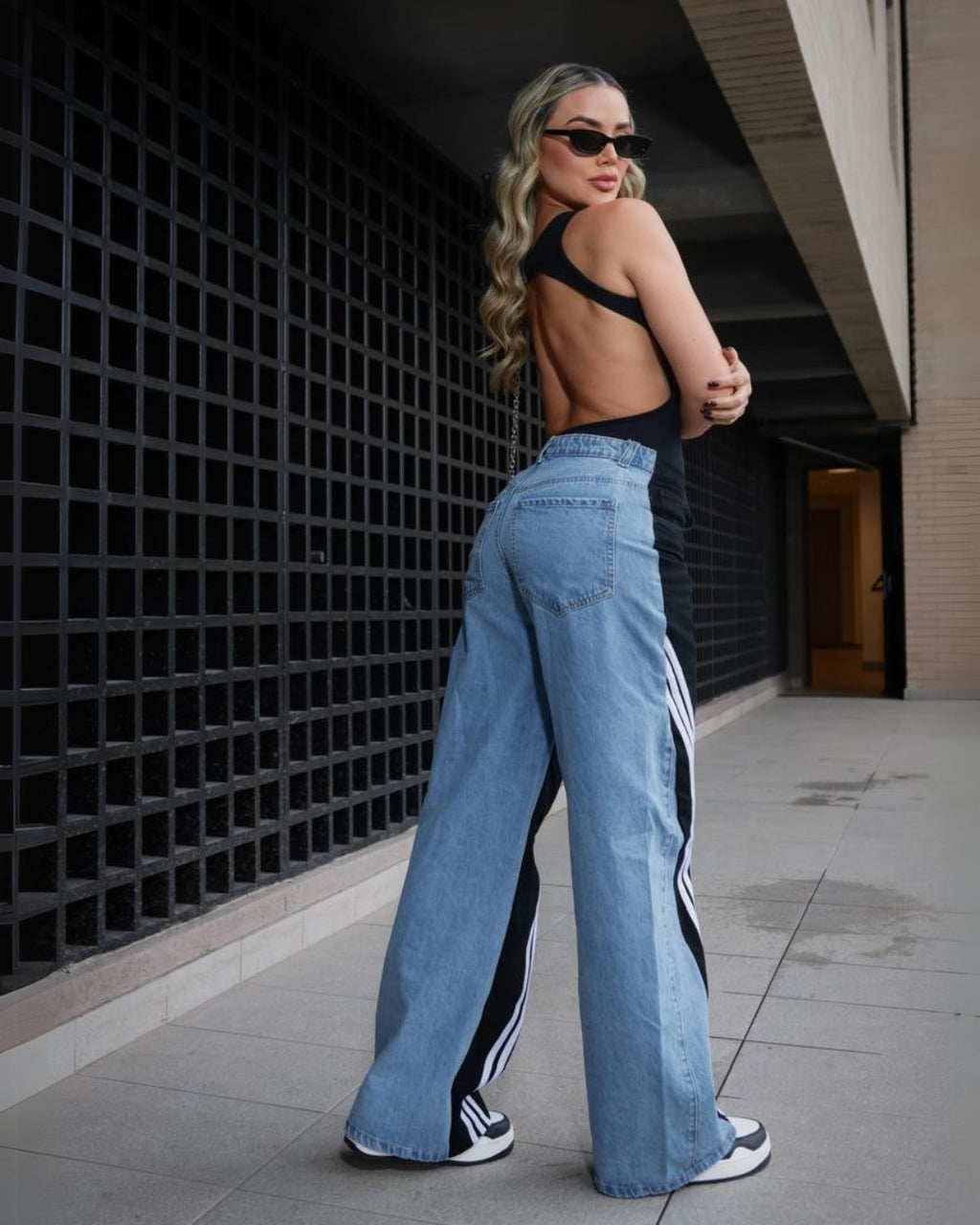 Jean Bicolor Tendencia rayas diagonal