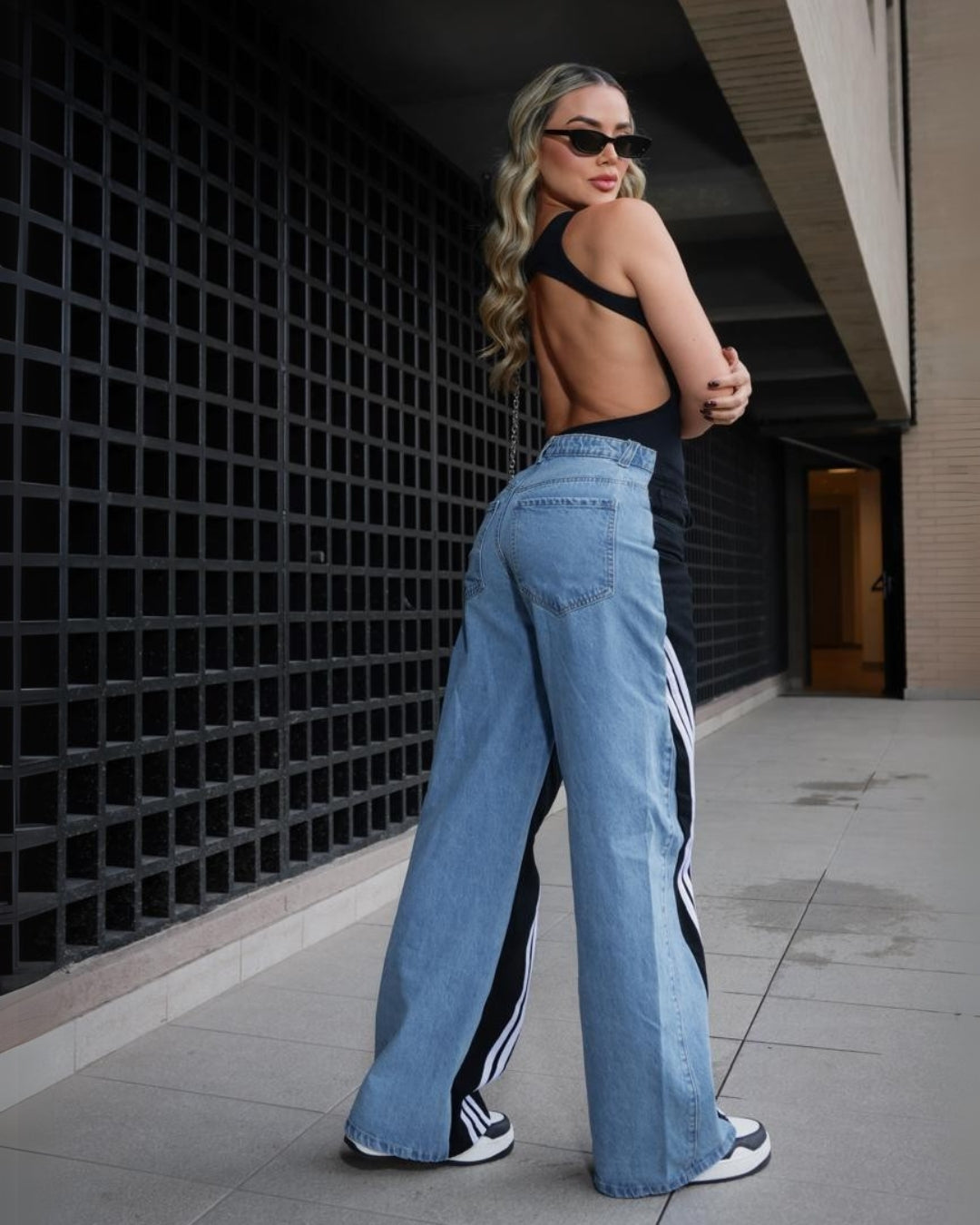 Jean Bicolor Tendencia rayas diagonal