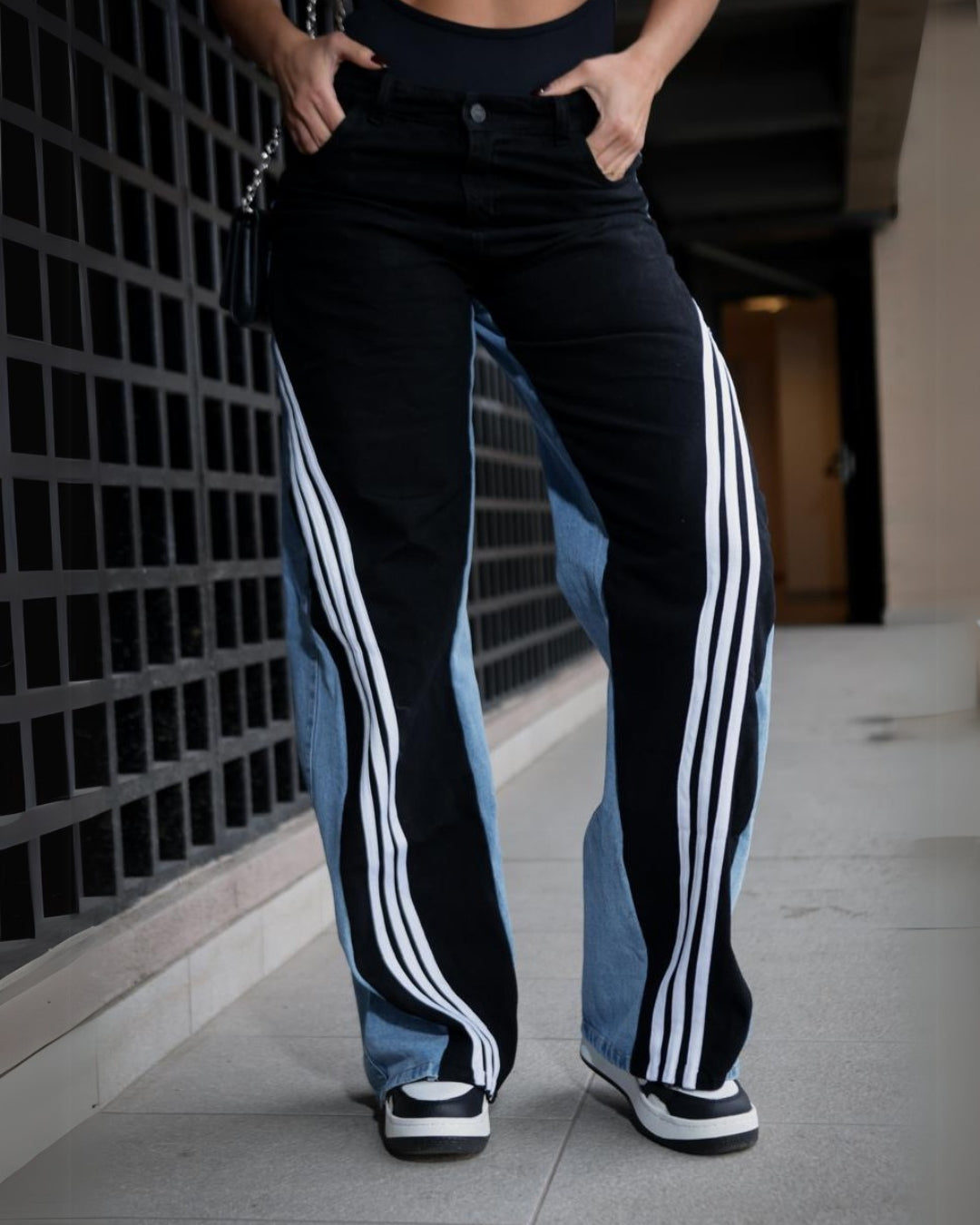 Jean Bicolor Tendencia rayas diagonal