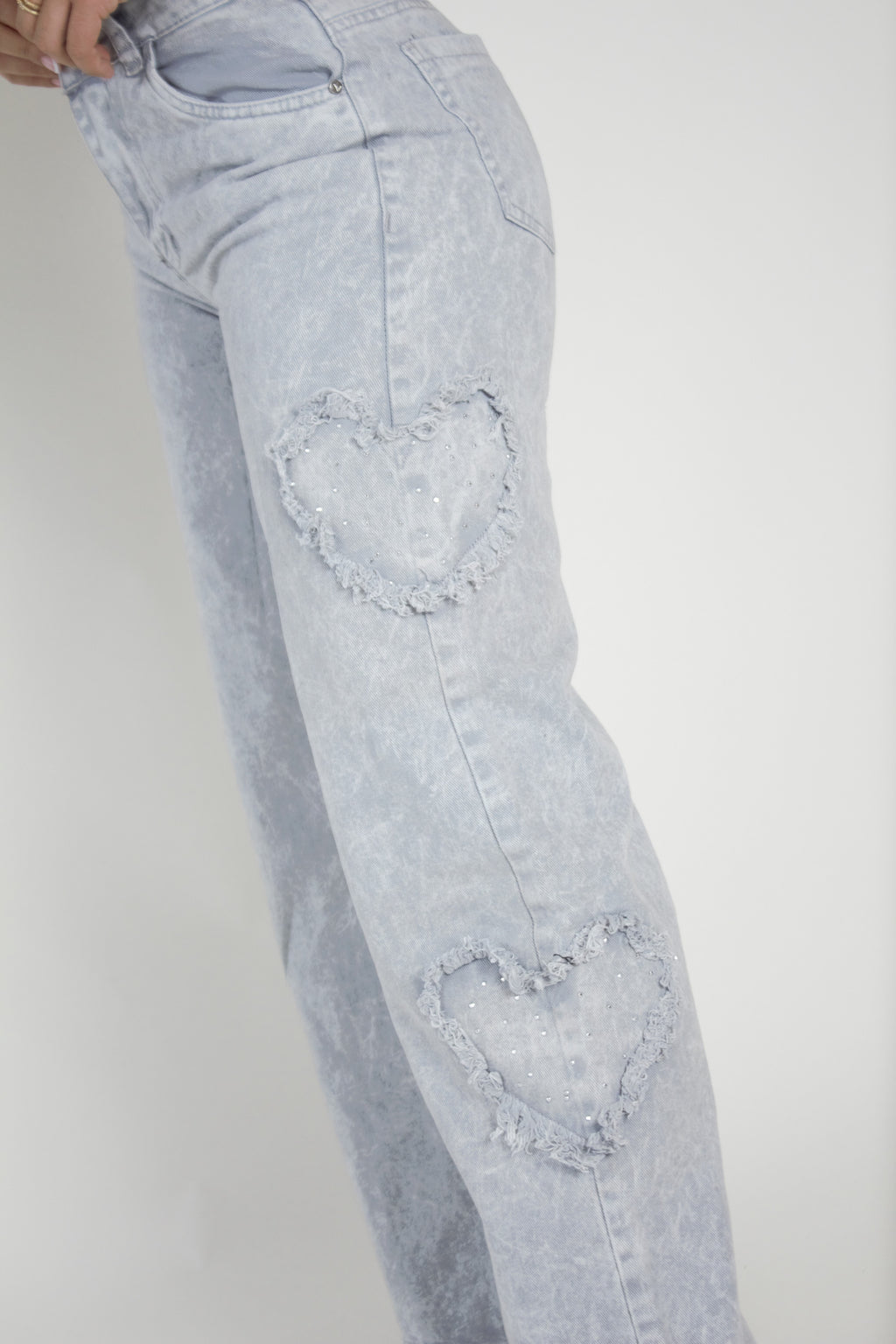 Jean Diseño Corazones Con Brillos