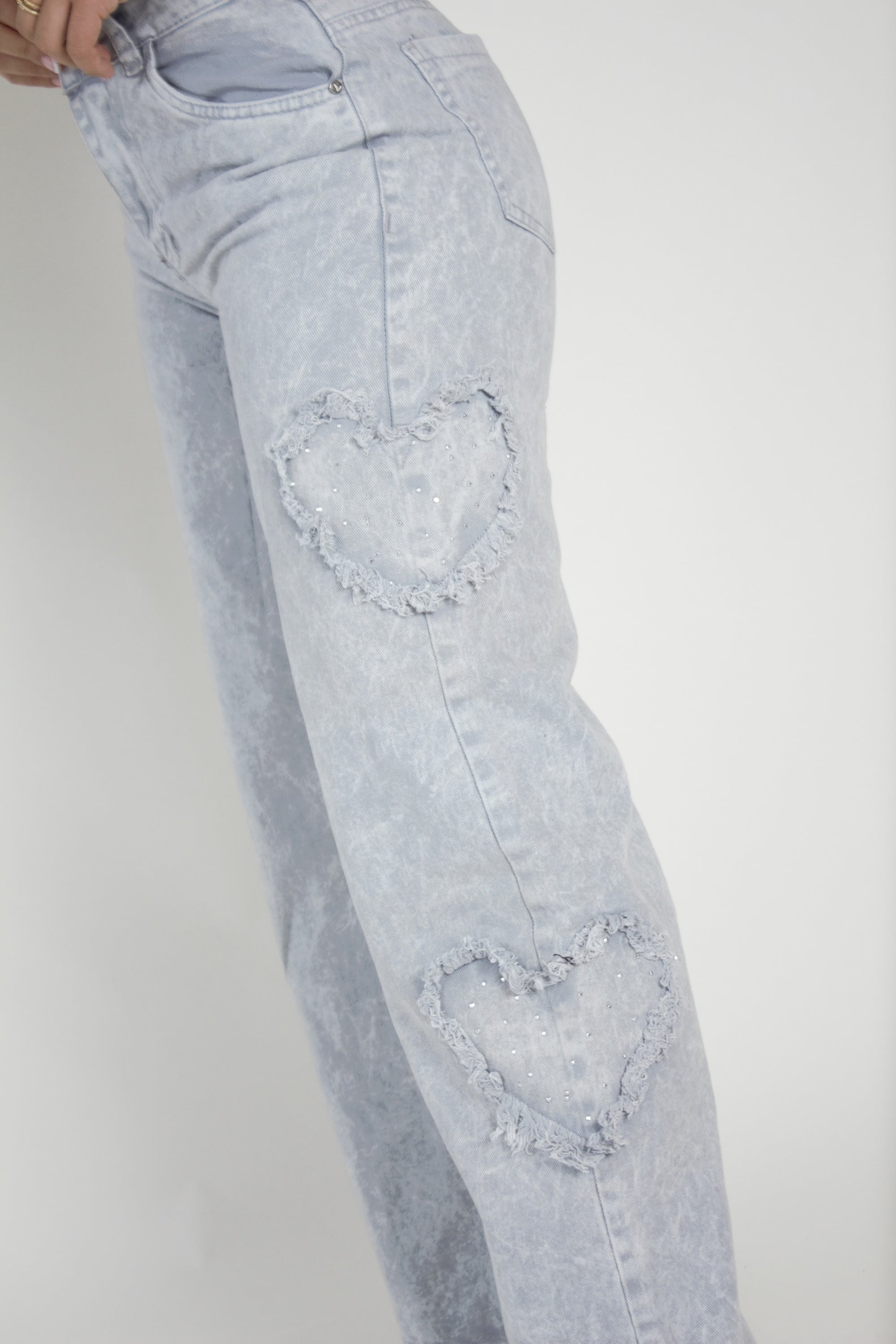 Jean Diseño Corazones Con Brillos