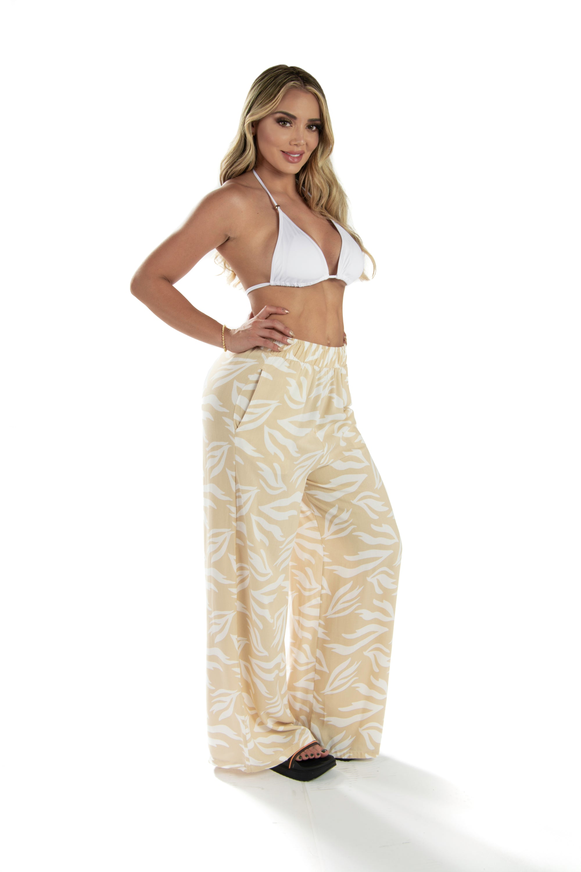 Pantalón Amplio Print Camel