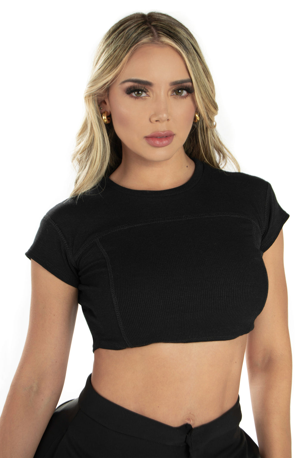 Crop Top Rib Negro