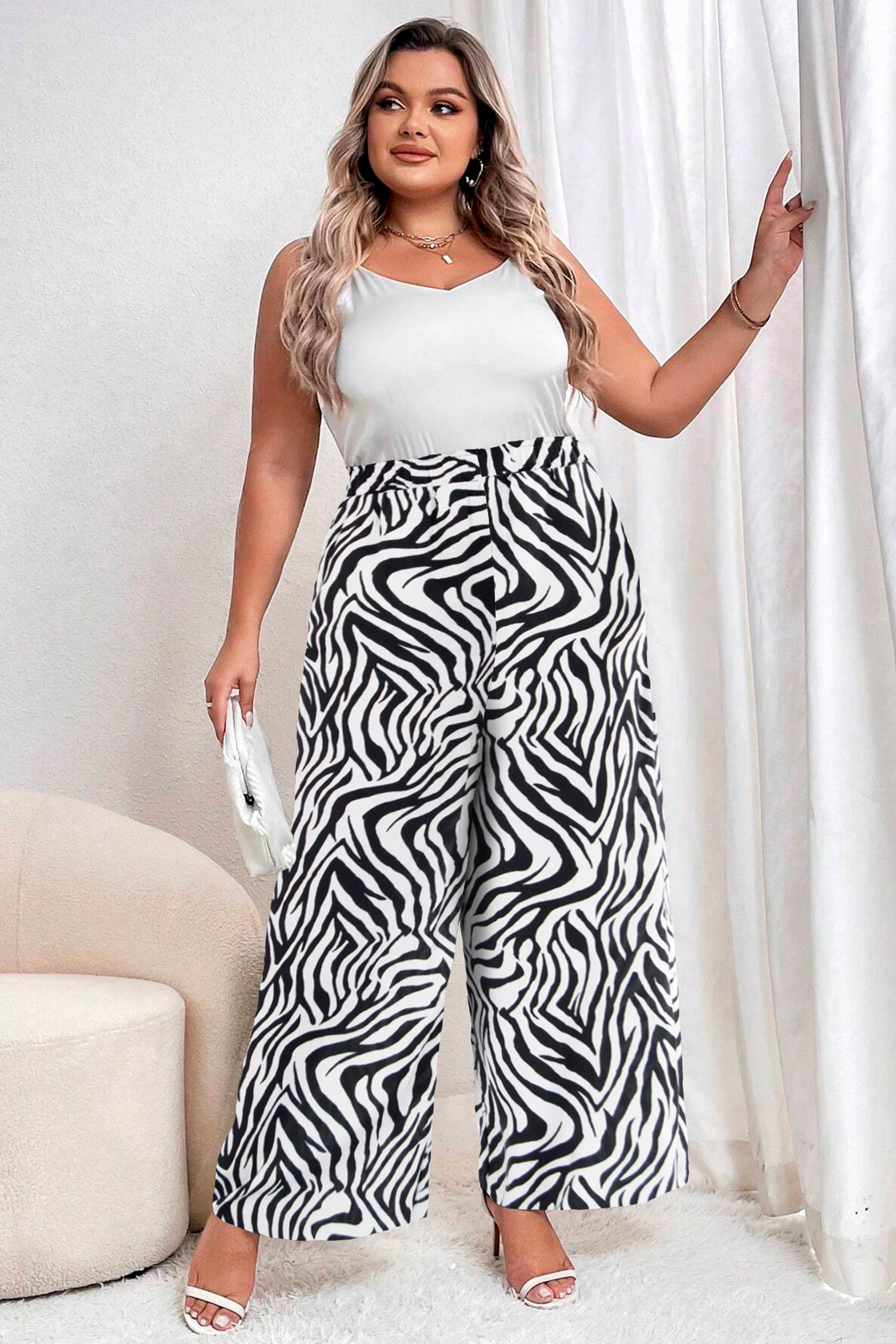 Plus Size Tallas Grandes Bershka Outfit Pantalon Cebra Pantalones