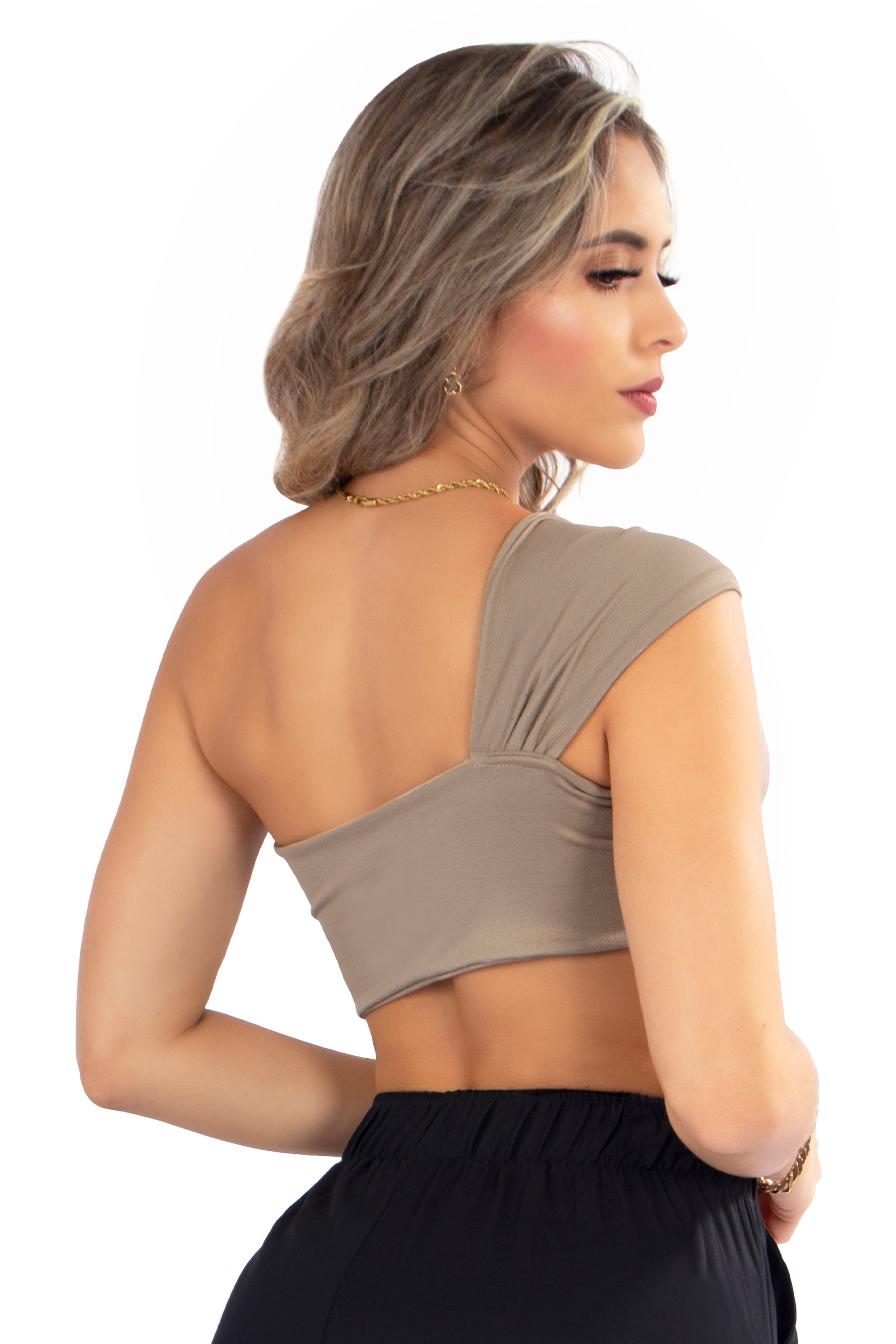 Crop Top Cruce Asimétrico Ocre